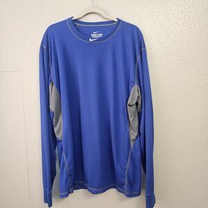 Nike Pro Combat Dri-FIT Shirt Men 3XL Blue Compression Athletic Long Sleeve I750
